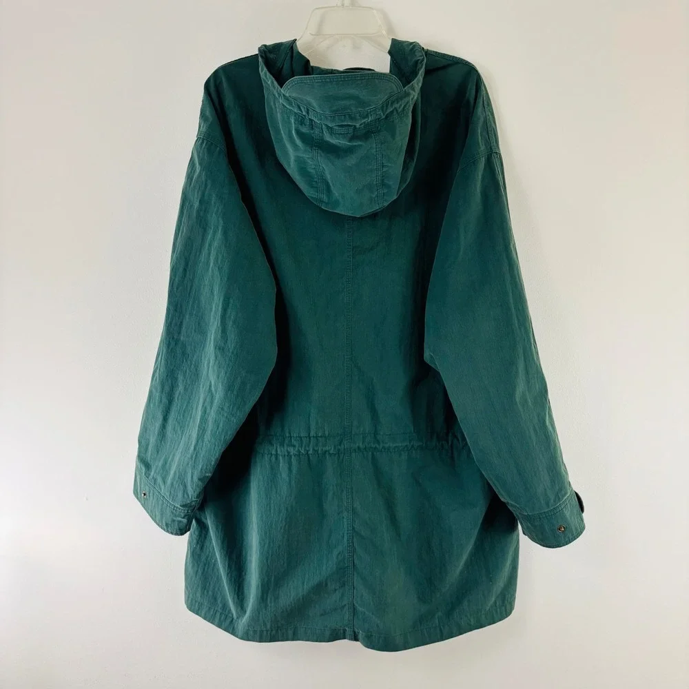 LL Bean Vintage Mens XL Tall Green Field Parka Hooded Jacket Cotton Nylon